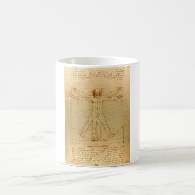 Vitruvian Man by Leonardo Da Vinci Coffee Mug (Center)