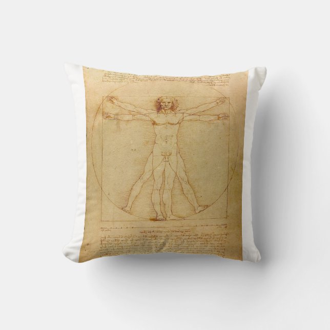 Vitruvian Man by Leonardo da Vinci Cushion (Front)