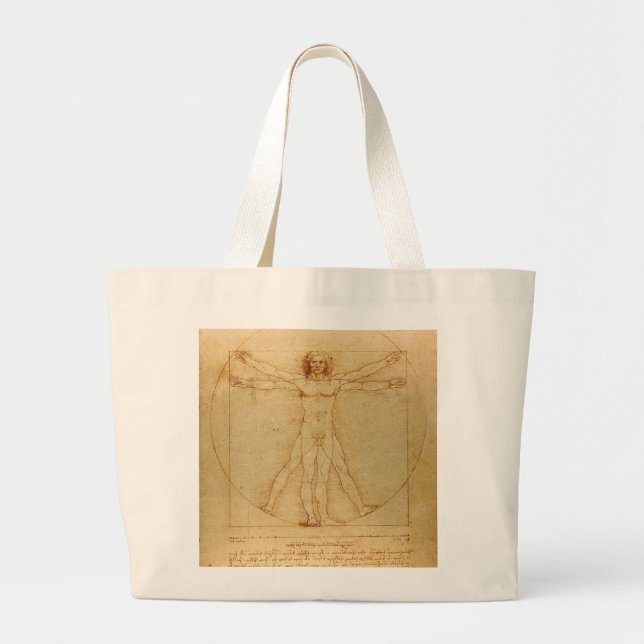 Vitruvian Man by Leonardo Da Vinci Large Tote Bag (Front)