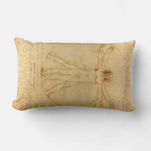 Vitruvian Man by Leonardo Da Vinci Lumbar Cushion