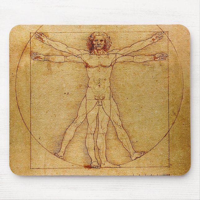 Vitruvian Man By Leonardo Da Vinci Mouse Pad (Front)