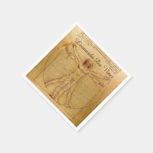 Vitruvian Man By Leonardo Da Vinci Napkin (Corner)
