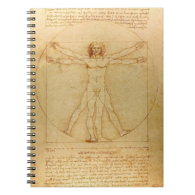 Vitruvian Man by Leonardo Da Vinci Notebook (Front)