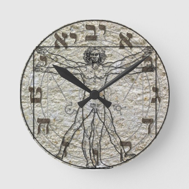 Vitruvian Man Da Vinci Wall Clock (Front)