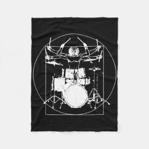 Vitruvian Man Drummer Sticker Fleece Blanket