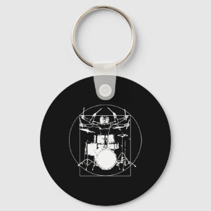 Vitruvian Man Drummer Sticker Key Ring