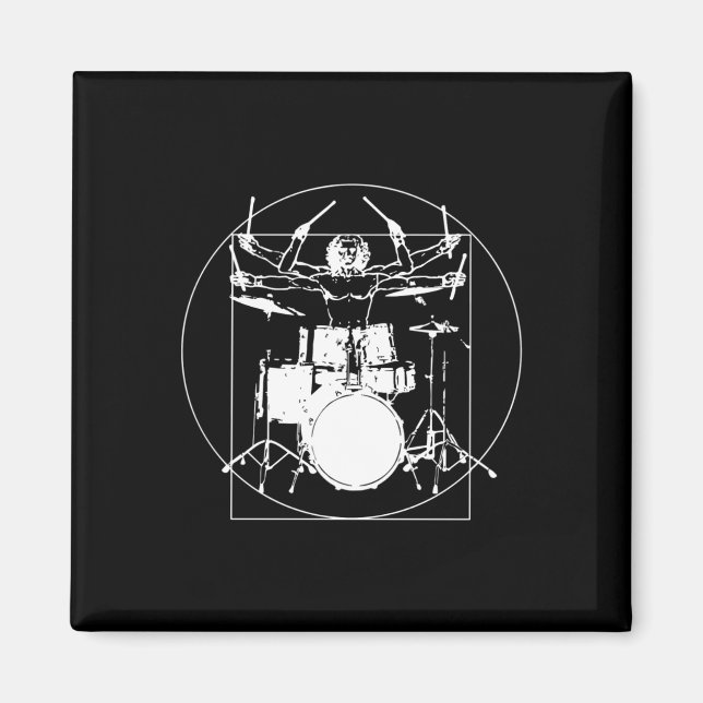 Vitruvian Man Drummer Sticker  Magnet (Front)