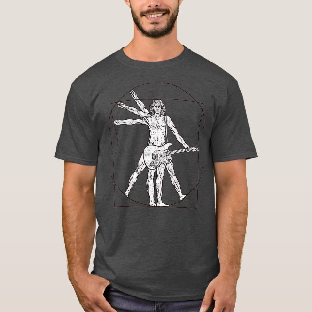 Vitruvian Man  Guitar Music Player T-Shirt (Front)