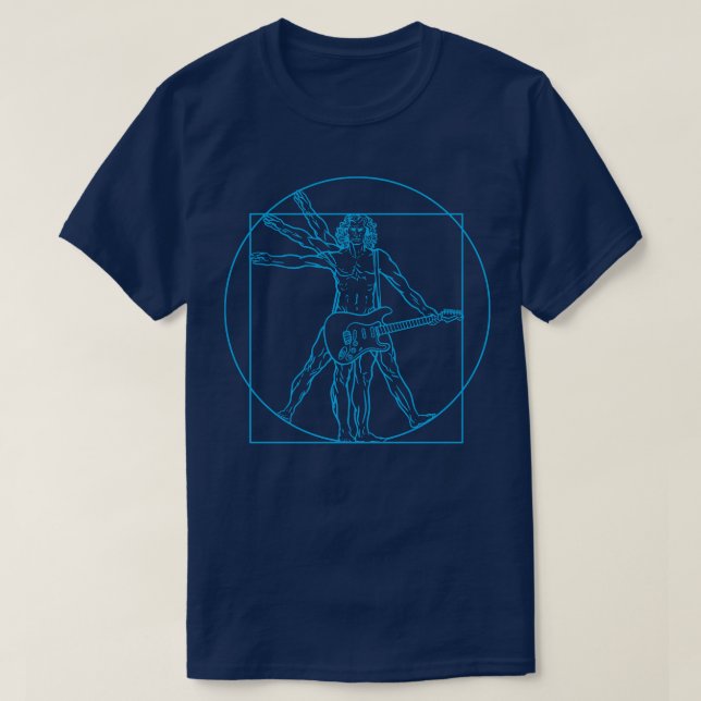 Vitruvian Man Guitar T-Shirt (Design Front)
