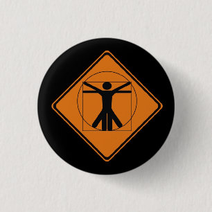 vitruvian man road sign 3 cm round badge