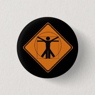 vitruvian man road sign 3 cm round badge