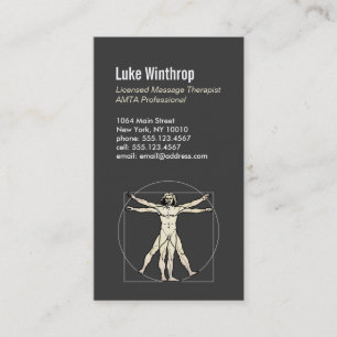 Vitruvian Man Sports Massage Therapist 6 Business Card
