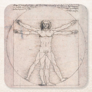 Vitruvian ManVitruvian Man, Leonardo da Vinci Square Paper Coaster