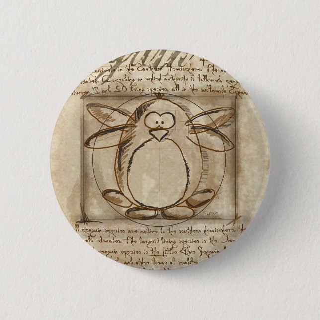 Vitruvian Penguin 6 Cm Round Badge (Front)