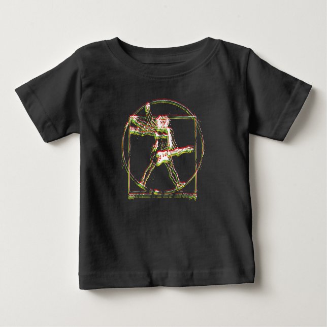 Vitruvian Rocker Guitar Art Design Baby T-Shirt (Front)