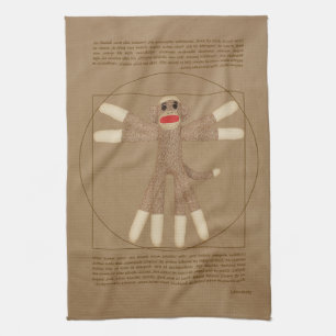 Vitruvian Sock Monkey Tea Towel