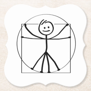 Vitruvius and Vitruvius man. Leonardo da Vinci.  Paper Coaster