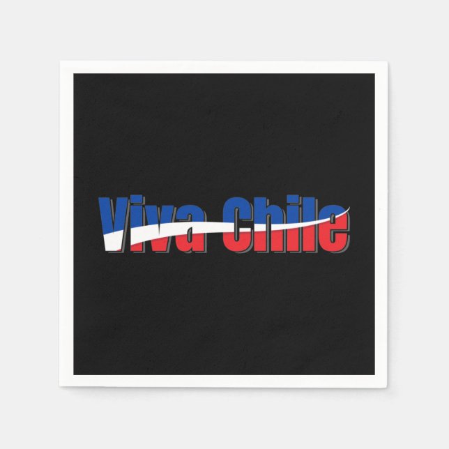 Viva Chile Patriotic Country Flag Typography Napkin (Front)