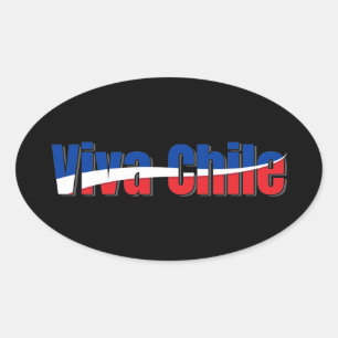 Viva Chile Patriotic Country Flag Typography Oval Sticker