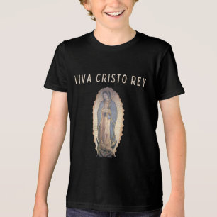 Viva Cristo Rey Our Lady Guadalupe Catholic Kids Tri-Blend Shirt