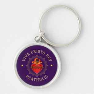 Viva Cristo Rey Sacred Heart Catholic Key Ring