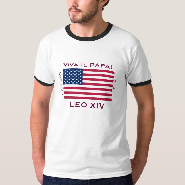 Viva Il Papa Pope LEO XIV Ringer T-Shirt (Front)