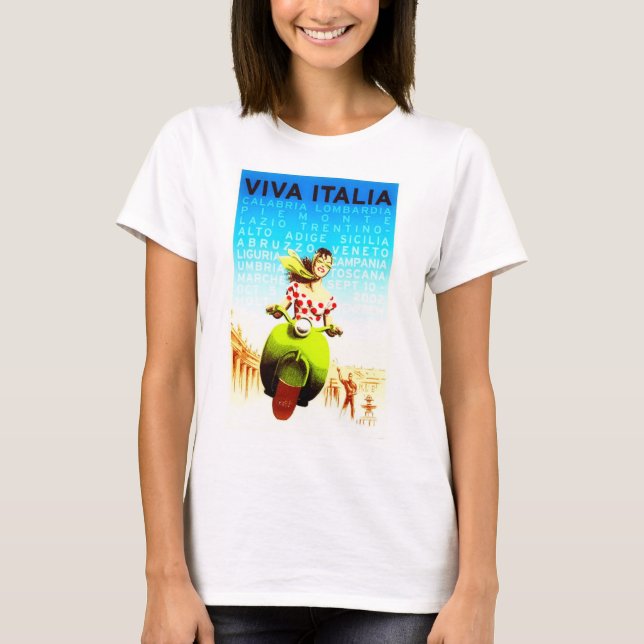 Viva Italia Vintage Retro Travel Poster T-Shirt (Front)