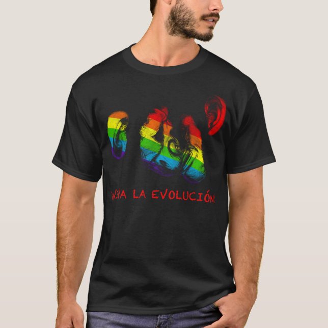 viva la evolucion! rainbow chimps T-Shirt (Front)