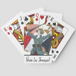 Viva la France Feminist Military Uniform and Flag Playing Cards