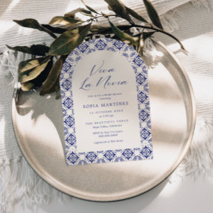 Viva La Novia Blue Talavera Bridal Shower Invitation