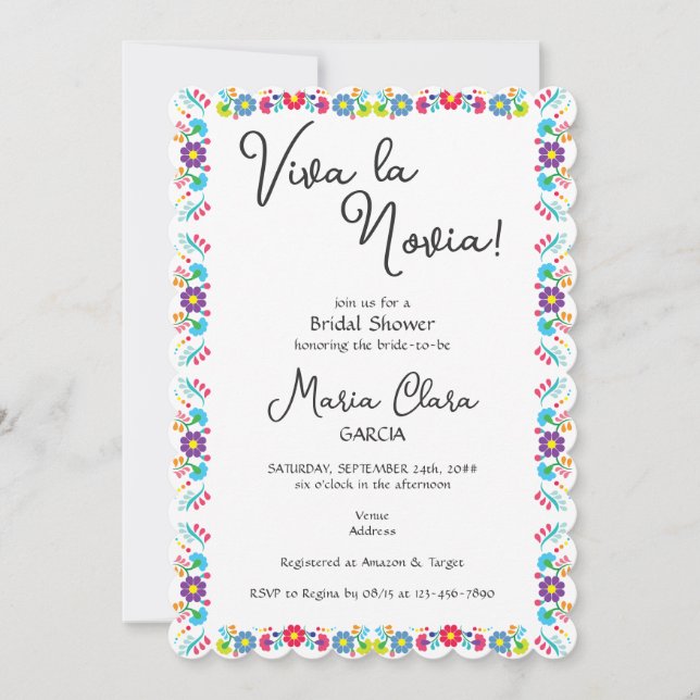 Viva la Novia Despedida Bilingual Bridal Shower Invitation (Front)