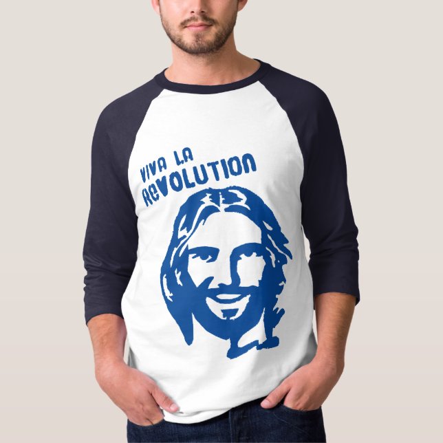Viva La Revolution- Blue Sleeve/ Lettering T-Shirt (Front)