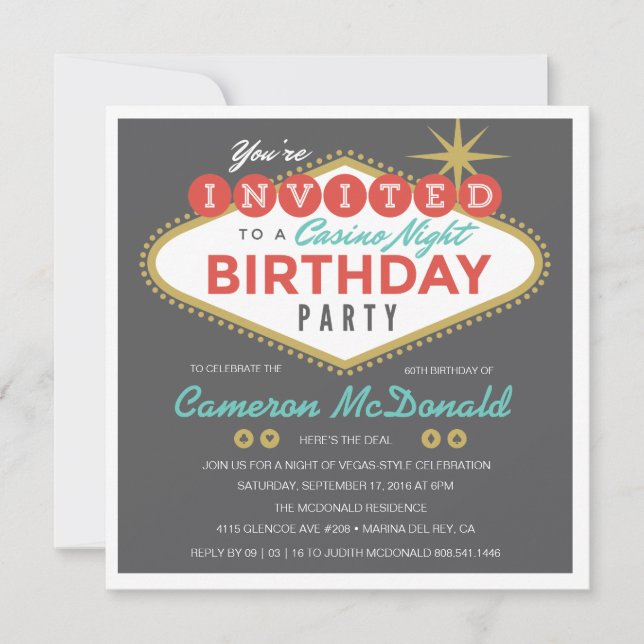 Viva Las Vegas Birthday Invitation (Front)