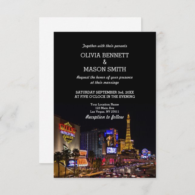Viva Las Vegas Destination Wedding Invitation (Front/Back)