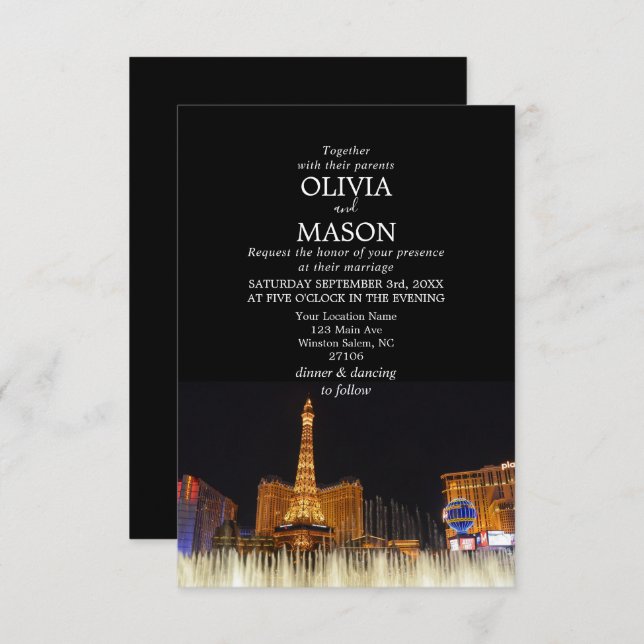 Viva Las Vegas Destination Wedding Invitation (Front/Back)