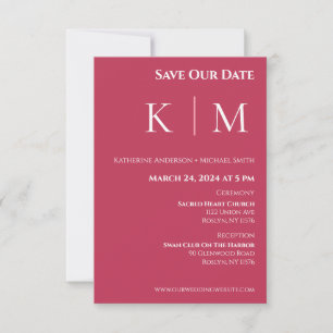 Viva Magenta and White-Monogram-Wedding- Save The Date