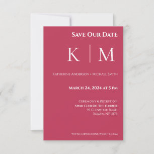 Viva Magenta and White-Monogram-Wedding- Save The Date