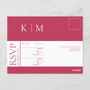 Viva Magenta and White-RSVP-Wedding- Postcard