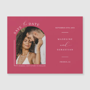 Viva Magenta Arc Photo Save the Date Magnetic Card