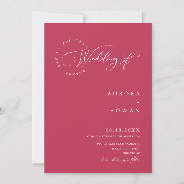 Viva Magenta Arch QR Code Wedding Photo Invitation (Front)