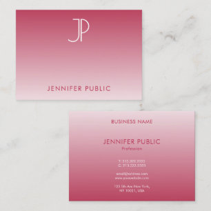 Viva Magenta Elegant Trend Colour Initial Monogram Business Card