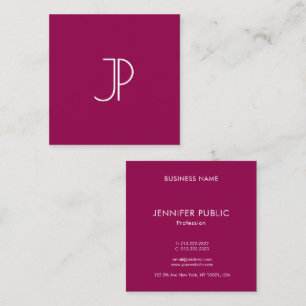 Viva Magenta Elegant Trend Colour Monogram Initial Square Business Card