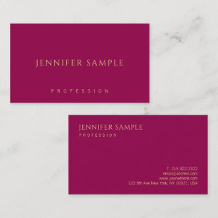 Viva Magenta Gold Modern Elegant Minimalist Business Card