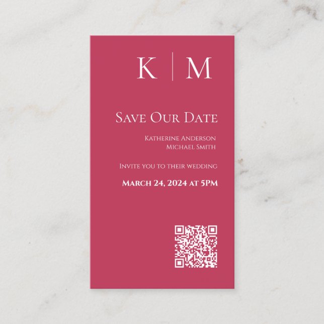 Viva Magenta-Modern-Save the Date-QR code- Business Card (Front)