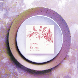 Viva magenta pink and white flowers wedding napkin