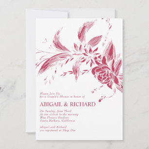 Viva magenta pink flowers wedding couples shower invitation
