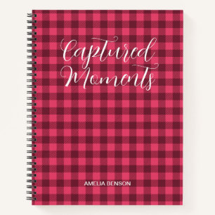 Viva Magenta Plaid, Tartan, Buffalo Checks Pattern Notebook