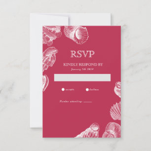 Viva Magenta Sea Shell Summer Beach RSVP Card