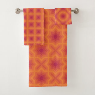 Viva Magenta Sun Orange Patterns Bath Towel Set