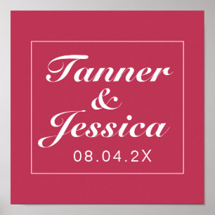 Viva Magenta & White Minimalist Wedding Sign Print